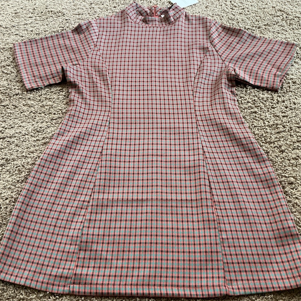 NWT~1960’s Inspired Mod Checked Mini Shift Dress, Mock neck, Women’s XL - Picture 2 of 10